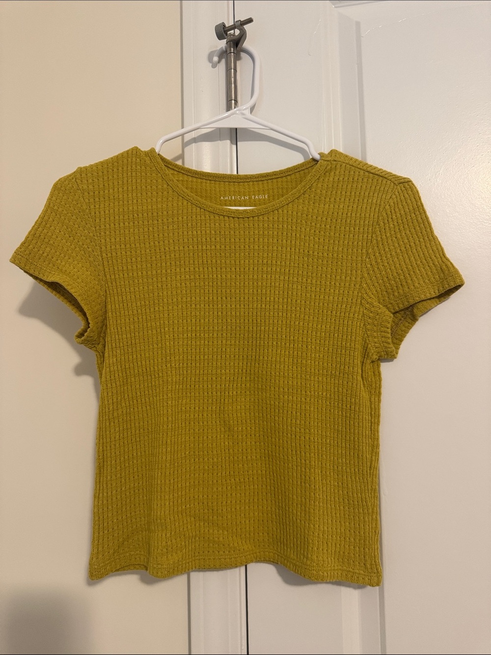 American Eagle Outfitters Mustard Ribbed Crewneck Short Sleeve Top